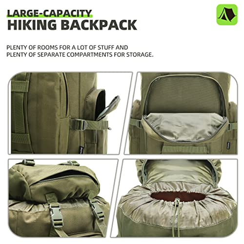 King'sGuard Army Green 100L Molle Camping Hiking Backpack Tactical Rucksack