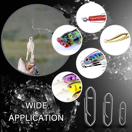 Stainless Steel Fishing Snaps Swivel Clips - Black, Size 000 (37lb), 50 pcs