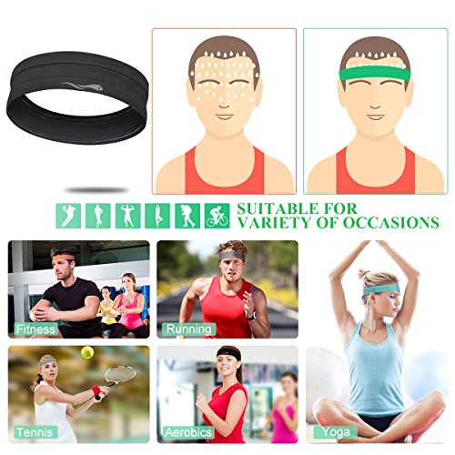 Super Absorbent Sweatbands for Fitness - 2-Pack Black & Grey