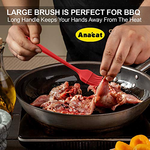 High Heat Resistant Silicone Basting Brush Set - Red 2 Pcs (10"+8.2")