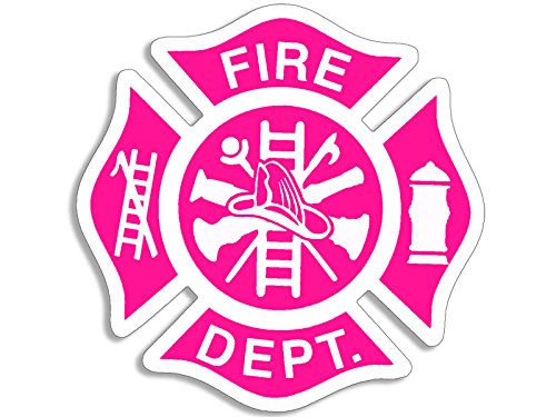 Custom Pink Fire Dept Maltese Cross Sticker - 4x4 Inch