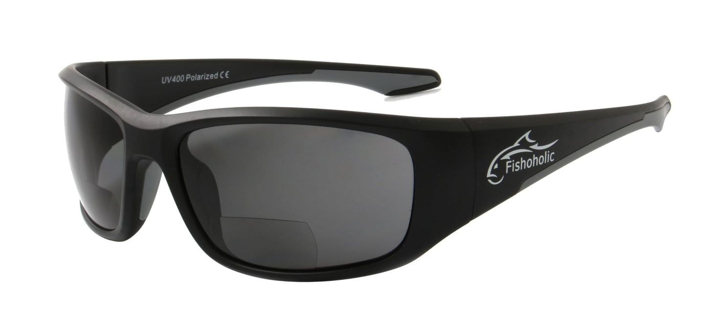 Fishoholic Polarized Bi-Focal Fishing Sunglasses with Reader Magnification (1.5x, 2.0x, 2.5x Options) and UV400 Protection
