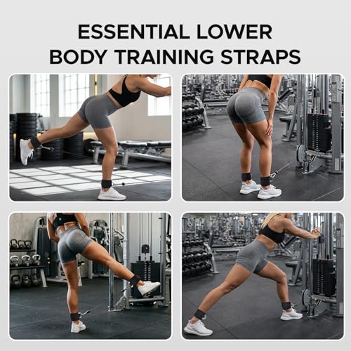 Adjustable Fitness Ankle Straps for Cable Machines - Black, 2PCS