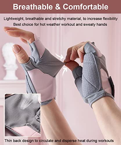 Workout Gloves for Women - Full Palm Protection, Large Grey