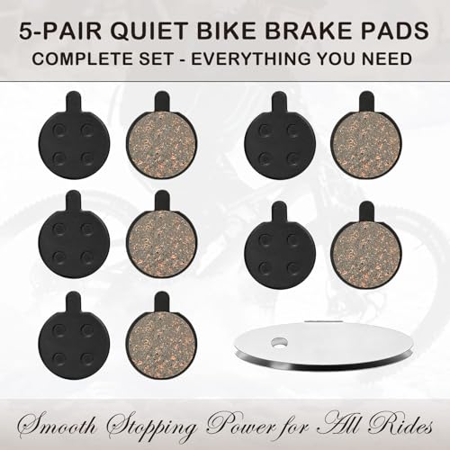 5 Pairs Semi-Metallic Disc Brake Pads for Mountain Bikes and E-Bikes