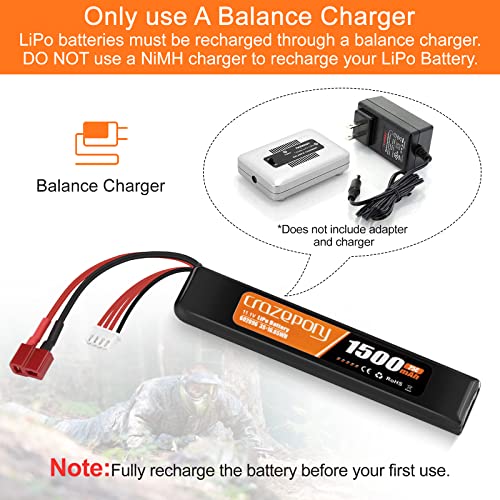 11.1V 1500mAh LiPo Airsoft Battery with T-Plug Connector