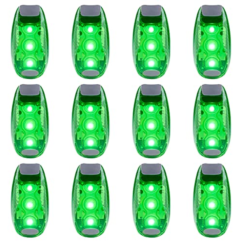 Awpeye 12 Pack Green LED Safety Light, Clip-On High-Visibility Running Lights