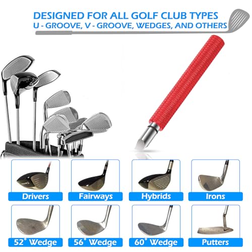 Golf Club Groove Sharpener & Cleaner Tool for Wedges and Irons - Red