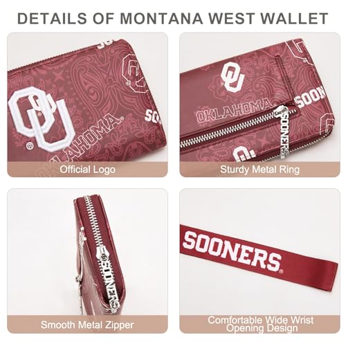 NCAA Wristlet Purse for Women - RFID Blocking Clutch Wallet, Ou-red