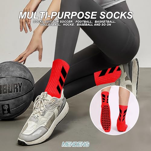 Grip Socks for Men - Non-Slip Yoga & Sports Socks - Red, Size 6-12
