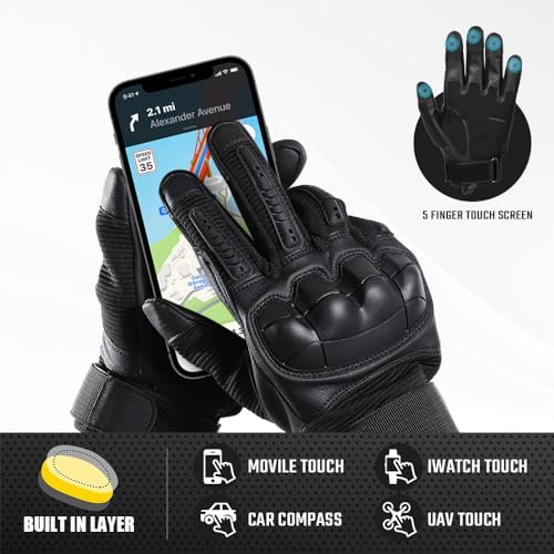 Tactical Gloves - Touchscreen, Impact Resistant, Black - Large