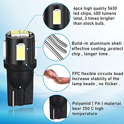 T10 Wedge 12V LED Marine Navigation Light Bulbs - 4 Piece Set