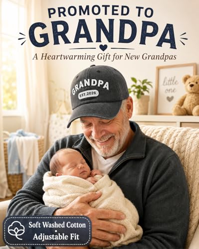 Grandpa Est 2026 Baseball Cap - Adjustable Washed Cotton - Black