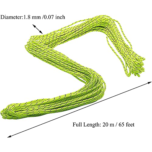 1.8mm Reflective Guyline Tent Rope - Green, 20 Meters