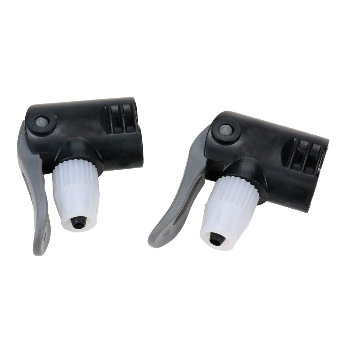 AUTUT 2 Pcs Black Plastic Dual Head Bike Bicycle Pump Head Nozzle Hose Adapter Connector