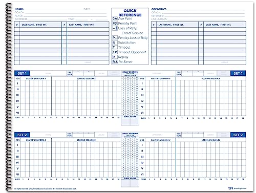 Volleyball Scorebook – 24 Match Spiral Notebook with Roster & Stats