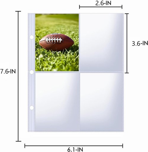 50PCS Card Sleeves by [Brand Name] - Clear Trading Card Pages with 4 Pockets for Sports & Game Cards
