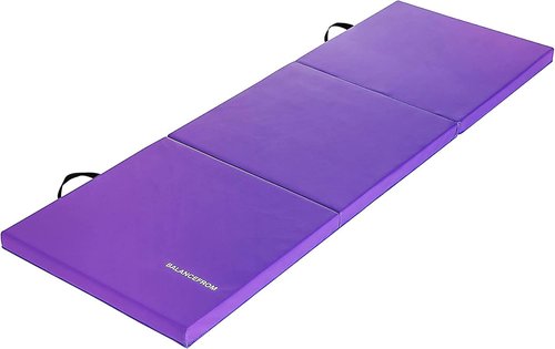 BalanceFrom Folding Gymnastics Mat - 6x2 Feet, 2-Inch Thick Vinyl Pad with Carrying Handles for Home Workouts | Yoga, Pilates, Tumbling, Martial Arts
