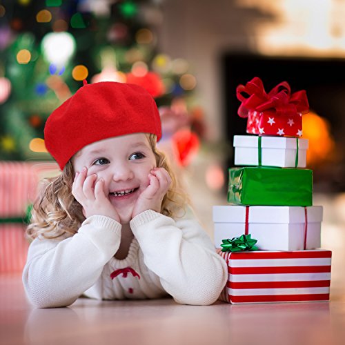 Kids Beret Hat - Red French Beanie Cap for Children
