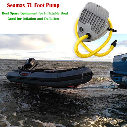 Seamax 7L Single Stage Foot Pump for Inflatable Boats, Max 3.6 PSI, Supports Inflation & Deflation