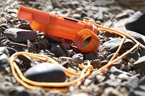 5-in-1 Survival Whistle with Compass, Fire Starter & Mirror - Orange - 1 Piece