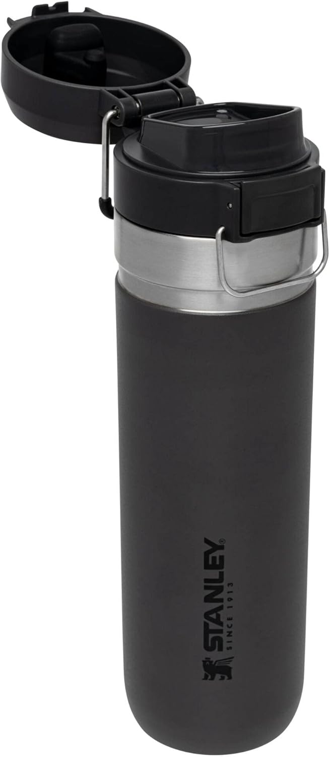 Stanley Quick Flip GO Water Bottle 24 oz - Insulated, Leakproof & Packable for Travel | BPA-Free Charcoal