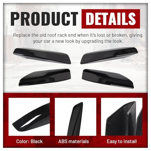 Roof Rack Rail End Cover Caps for 2003-2009 Toyota 4Runner - Black, 4 Pcs