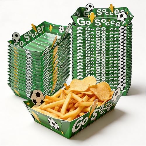 Soccer Plates Set - 36 Pack Eco-Friendly Disposable Trays - Green