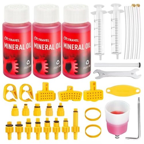 cyctravel Brake Bleed Kit for Shimano, TEKTRO, TRP Hydraulic Disc Brakes, Mountain Brake Bleed Kit Including High Performance Mineral Oil Brake Fluid. (3 * 60ml)