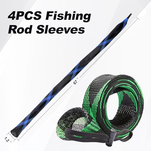 Knitsoquo Fishing Rod Sleeve 4-Pack, Rod Protector Covers for Spinning & Casting Poles