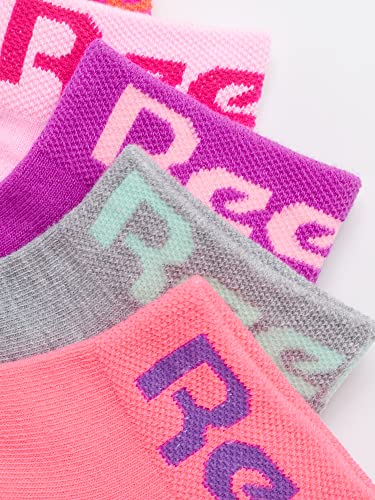 Reebok Girls Quarter Socks 6 Pack - Moisture-Wicking Athletic Socks, Large Pink Multi