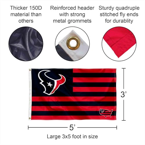Houston Texans USA Flag 3x5 ft Grommet Polyester Sports Banner