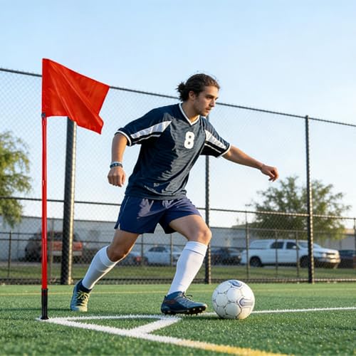 5FT Soccer Corner Flags Set of 4 - Spring Loaded with Bag