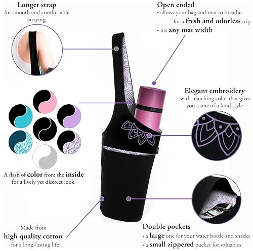 Lavender Bliss Yoga Mat Bag & Carrier with Pockets for Women - Zenifit