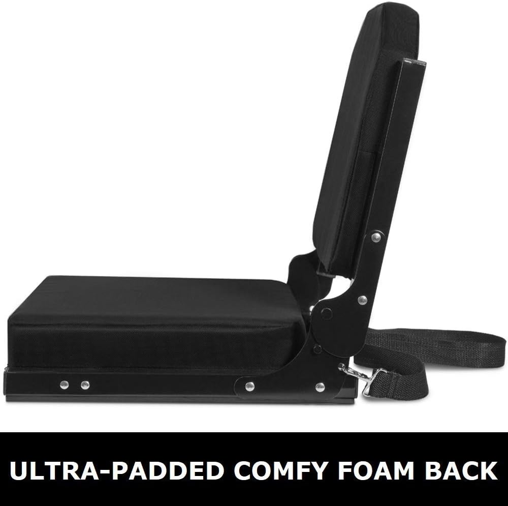 Ultra Comfy Stadium Seats by [Brand Name] - Padded Foam Bleacher Chairs with Back Support | Portable Black