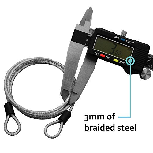 Braided Steel Security Cable - 3mm Double Loop, 7ft Length