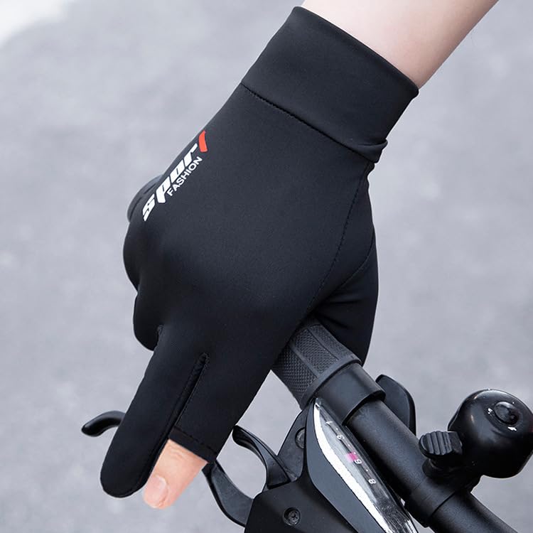 Fingerless Sun Protection Fishing Gloves - Anti-Slip Ice Silk - Black