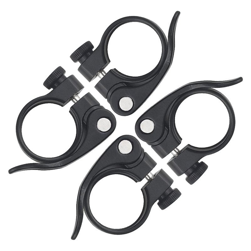 XINGYHENG 4Pcs Bicycle Seat Clamp Mountain Bike Road 31.8mm 34.9mm Aluminum Alloy Bike Bicycle Quick Release Seatpost Clamp Ring Fittings Black (31.8mm)