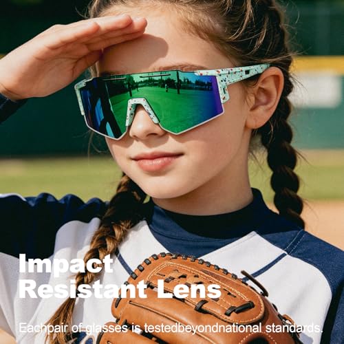 Oversized Kids Sunglasses with UV400 Protection - Green