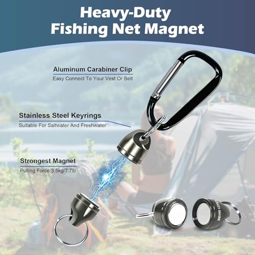 Magnetic Net Release - Aluminum Fishing Net Magnet Retractor - Gun Metal