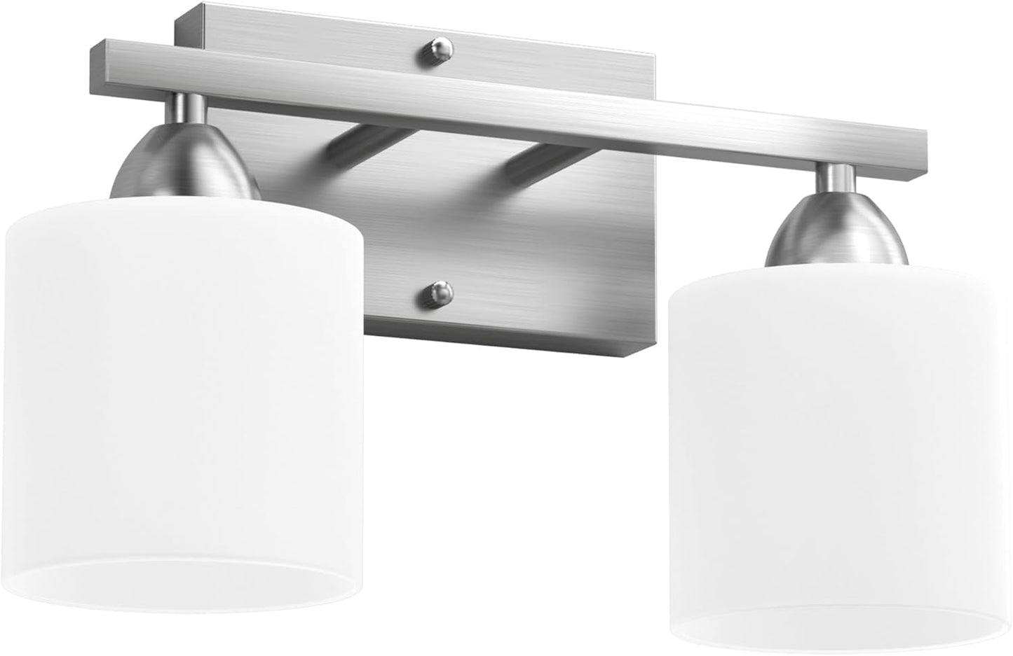 Modern 4-Light Bathroom Vanity Light Fixture - Anti-Rust Over Mirror Sconce with Milky White Glass Shades, E26 Base
