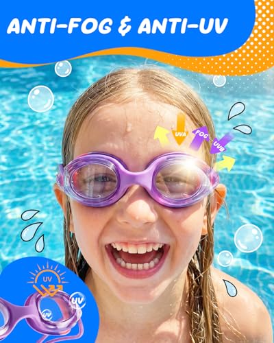 Swim Goggles for Kids - Anti-Fog Comfort Fit - Purple