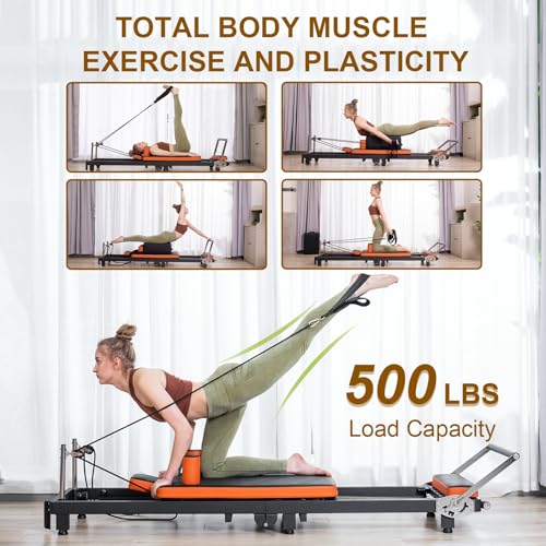 Foldable Pilates Reformer Machine for Home & Gym - 500 LBS Capacity