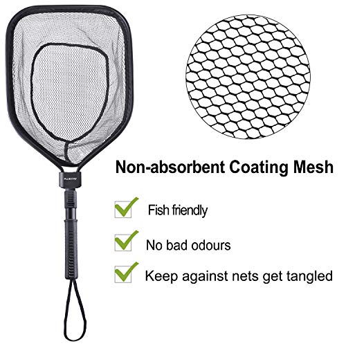 PLUSINNO 17" x 12" Fly Fishing Net with 24.5" Extend, Folding Landing Net for Fresh Water