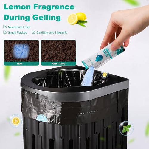 OUMEE Lemon 30 Portable Toilet Bags with 30 Gel Packets - 8 Gallon Camping Waste Set