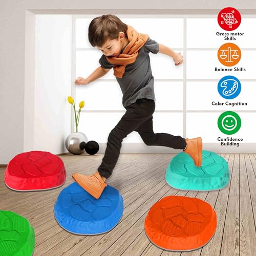 8 Pack Kids Balance Stepping Stones - Non-Slip Indoor Outdoor Toys for Coordination Development