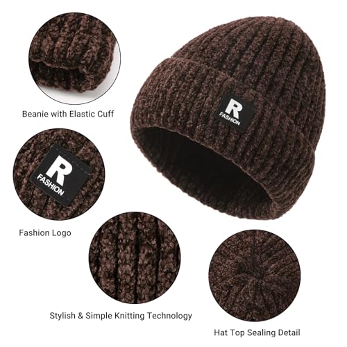Winter Beanie Hat, Gloves & Scarf Set for Men & Women - Warm Chenille