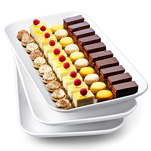 Dellling 16-Inch White Porcelain Serving Platter Set of 3 - Oven Safe Dinnerware