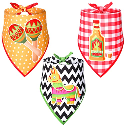 Cinco De Mayo Dog Bandanas - 3 Pack Taco Cactus Design