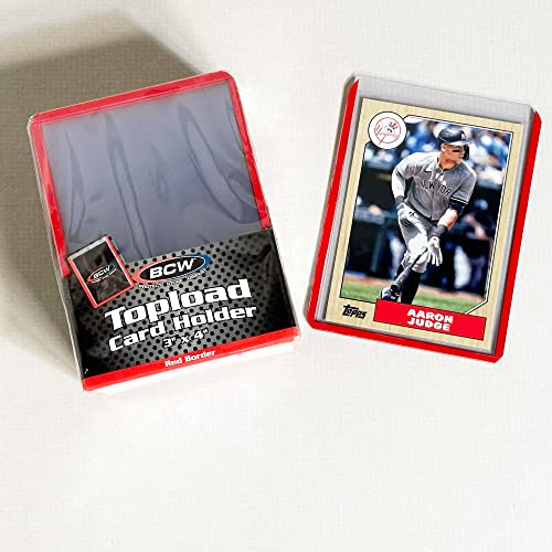 3x4 Topload Card Holders - Red Border | 25 Pack | Premium PVC Protectors